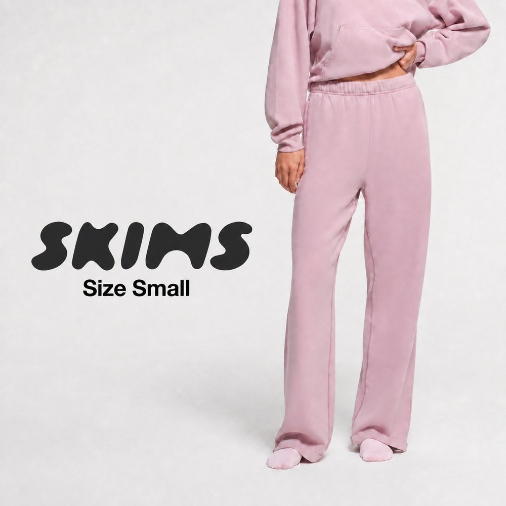 SKIMS Classic Straight Leg Cotton Fleece Sweatpant Womens Small Dusk Pink Lounge